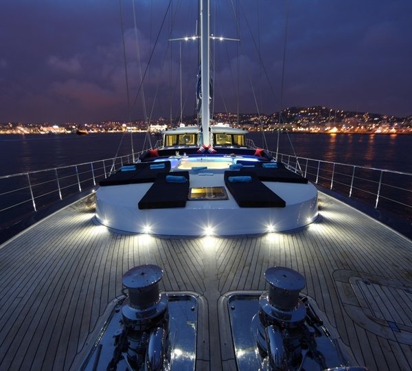 Evening: Yacht PERLA DEL MARE's Sun Deck Captured