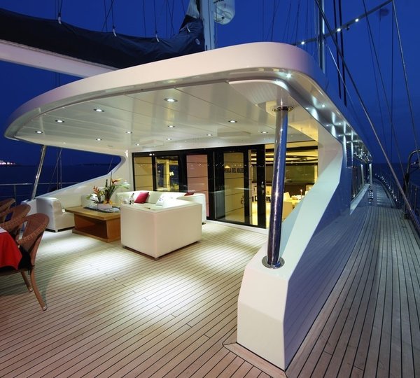Evening: Yacht PERLA DEL MARE's Deck Captured