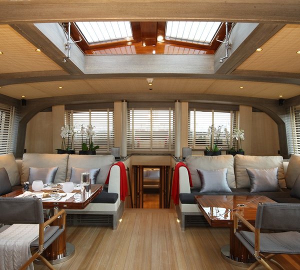 Premier Saloon With Staircase Down Aboard Yacht ROXANE