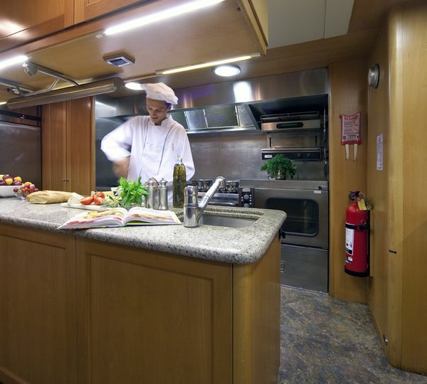 Ship's Galley On Yacht LADY ANASTASIA