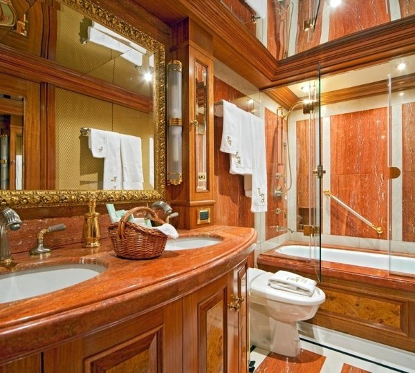 Red Guest's Bath On Board Yacht LADY ANASTASIA