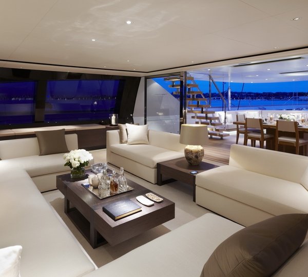 Aft: Yacht TWIZZLE's Premier Saloon Pictured