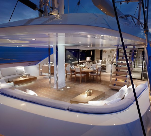 Dusk: Yacht TWIZZLE's Premier Deck Photograph