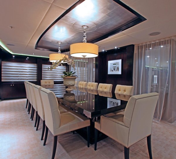 Evening: Yacht CARPE DIEM's Eating/dining Saloon Captured