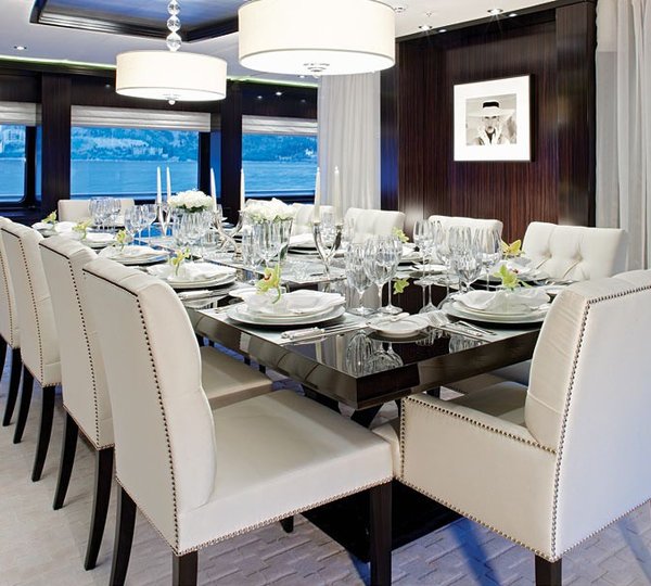 Night Time: Yacht CARPE DIEM's Eating/dining Saloon Pictured