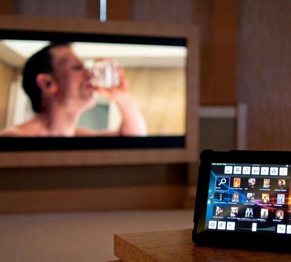 Electronic Media Area On Board Yacht HUNTRESS