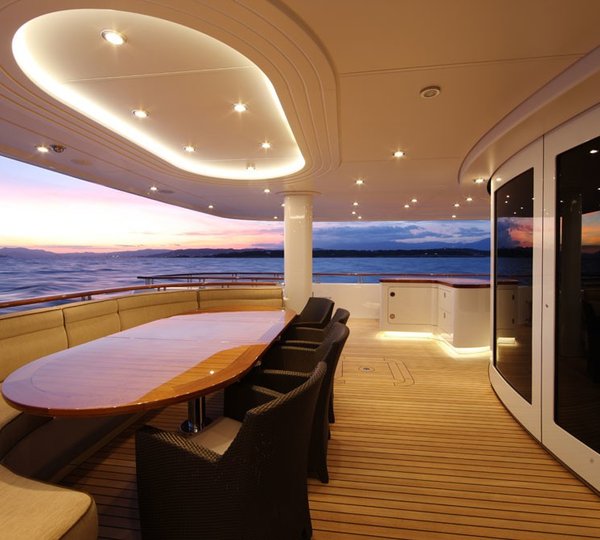 Sunset Dusk On Yacht HUNTRESS