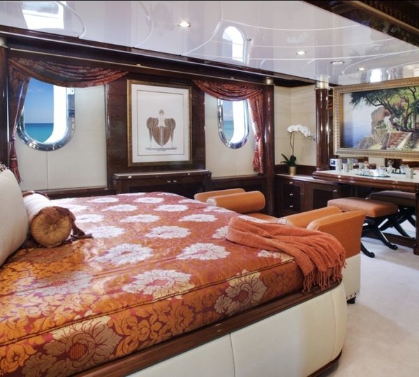 Red: Yacht DIAMONDS ARE FOREVER's Guest's Cabin Pictured