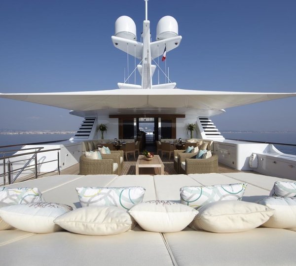 Sunbeds With Surrounding Cushions On Yacht LADY BRITT