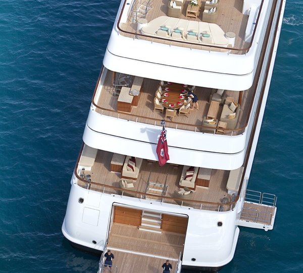 Aerial Aspect Of The Aft Deck Aboard Yacht LADY BRITT