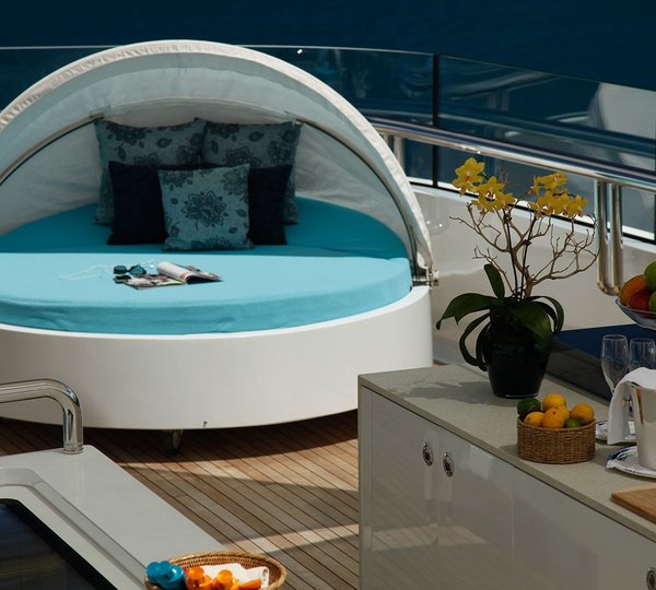 Sun Deck Lounging Aboard Yacht POLAR STAR