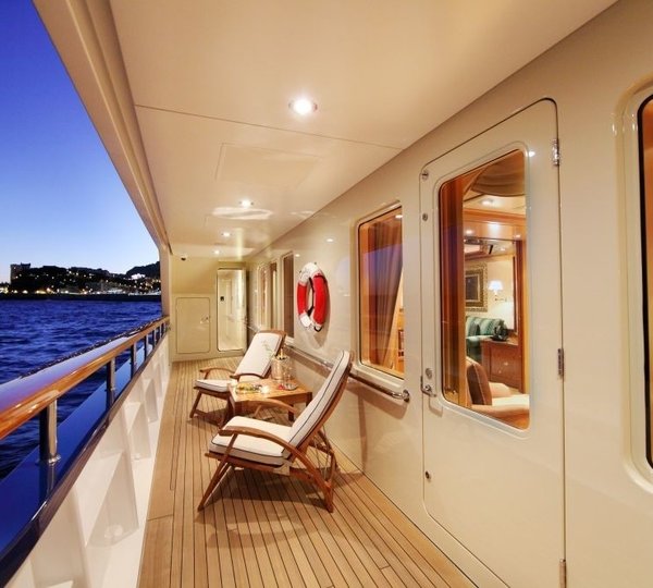 Main Master Balcony Starboard Side With Study Viewing Aft On Board Yacht LAUREL