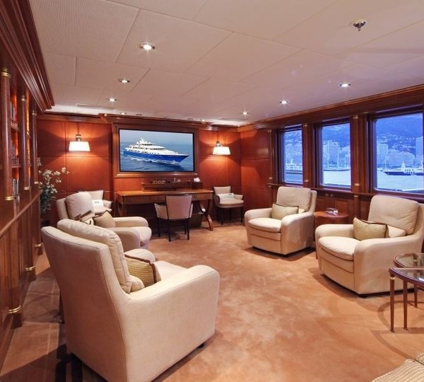 Bridgedeck Deck Television Room Or Library On Board Yacht LAUREL