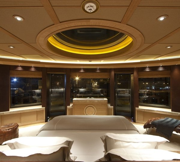 Extensive Aspect Evening: Yacht NAIA's Main Master Cabin Image