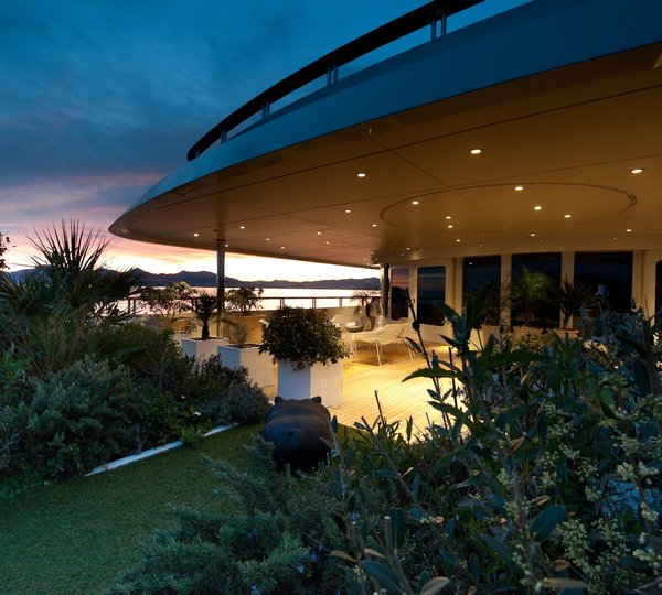 Tropical Deck Garden On Yacht BOADICEA
