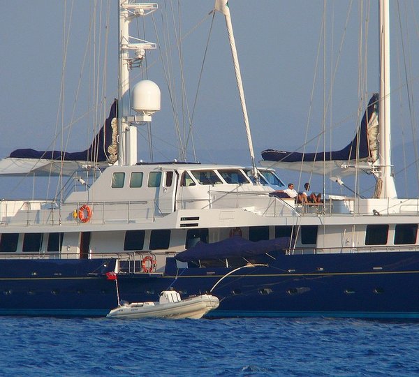 Detail Profile Aspect Including Ship's Tender Aboard Yacht ENIGMA