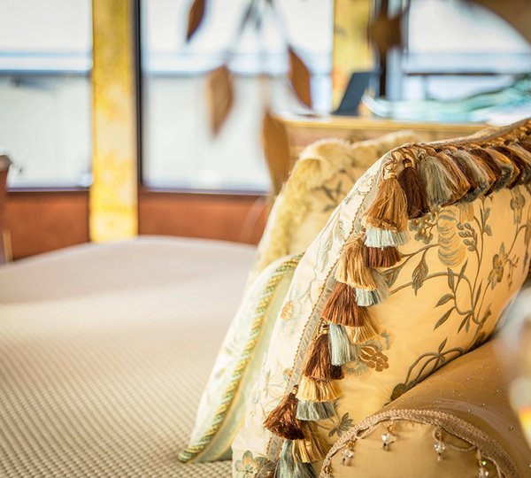 A Close Up Of The Cushions On Yacht SOLANDGE