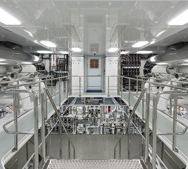 Engine Area On Yacht SOLANDGE