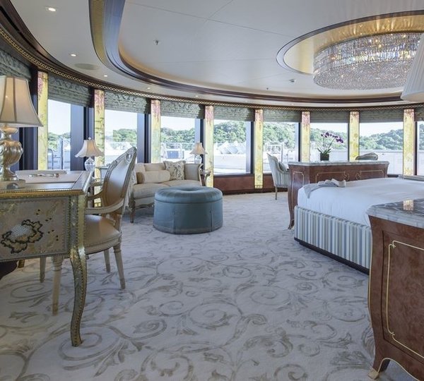 Main Master Suite With Surrounding Views On Board Yacht SOLANDGE