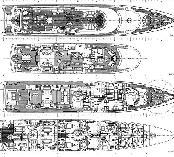 General Arrangements Of The 60m Benetti Yacht
