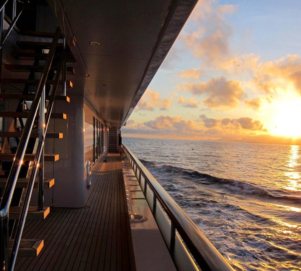 Stair And Deck Detail At Sunset