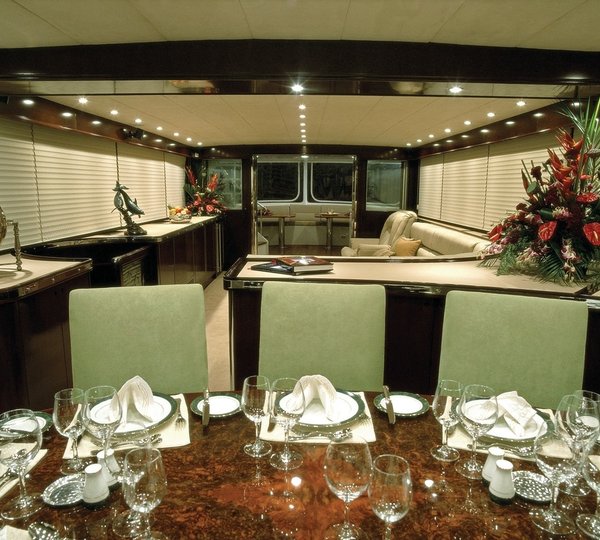 Formal dining view into salon