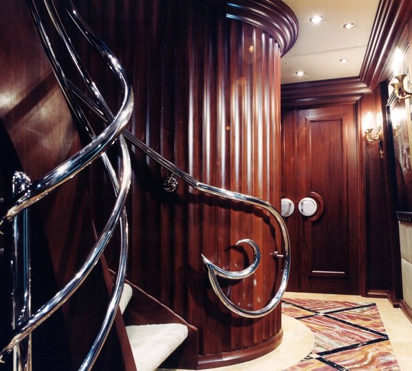 Stairway Close Up On Board Yacht LAGNIAPPE