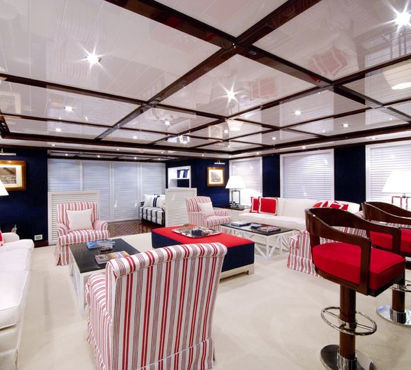 Saloon With Drinks Bar Aboard Yacht OXYGEN