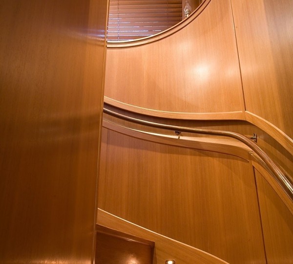Stairway Close Up On Board Yacht HERITAGE