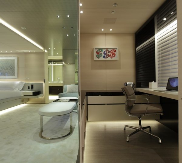 Computer Rendering Of The Personal Study Attached To The Main Master Suite On Board Yacht GRACE E