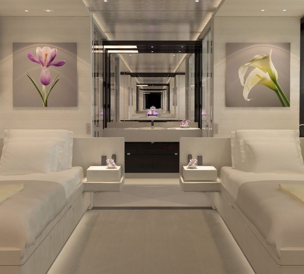 Twin Bed Guest's Stateroom On Board Yacht GRACE E