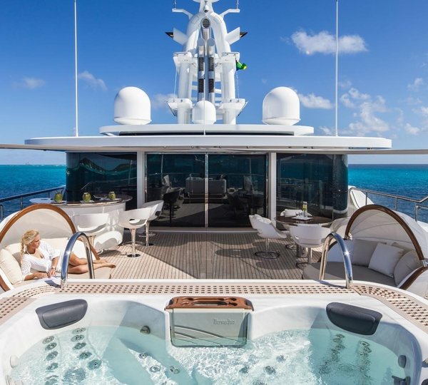 Sun Deck Jacuzzi Pool On Board Yacht GRACE E