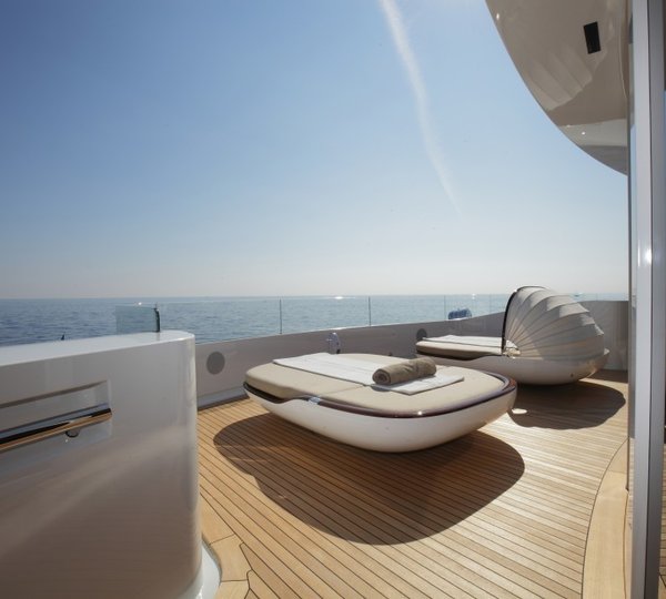 Built In Shade Upon A Sunshine Lounger On Board Yacht GRACE E