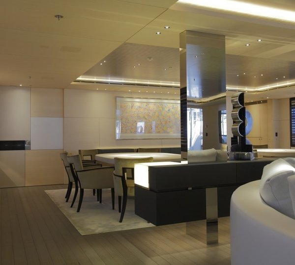 A Range Of Floodlit Fixtures With Furnishings On Board Yacht GRACE E