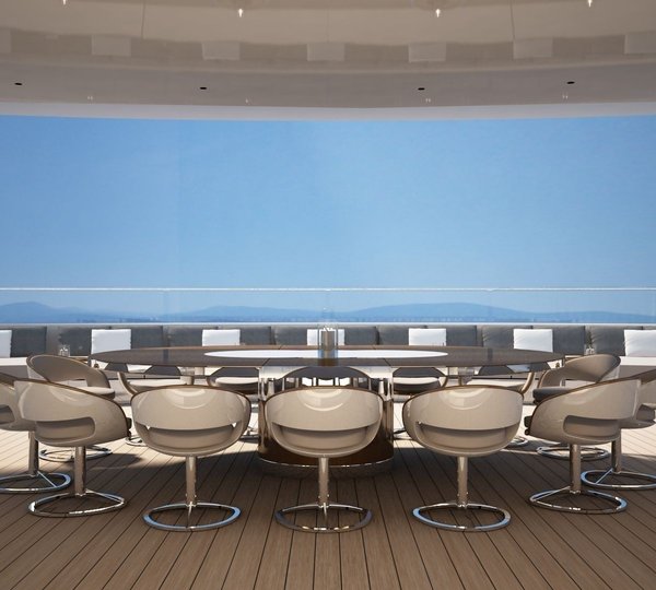 Large Eating/dining Furniture Upon The Sun Deck On Board Yacht GRACE E