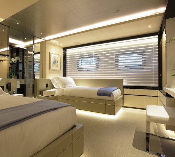 The Floodlit Furniture In One Of The Twin Bed Suites On Board Yacht GRACE E