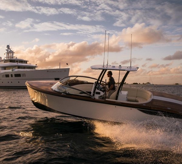 Anchorage Including Ship's Tender On Yacht GRACE E