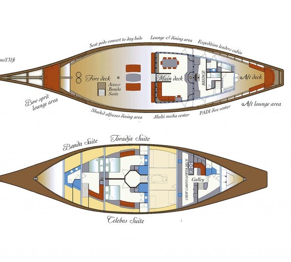 Si Datu Bua Luxury Indonesian Phinisi Yacht Charter Floor Plans
