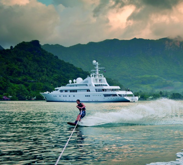 Water Skiing in Tahiti in the South Pacific