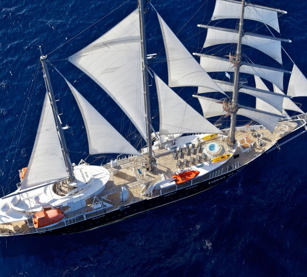 Aerial View Of The Sailing Yacht