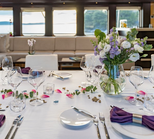 Dining Table Set Up In Saloon