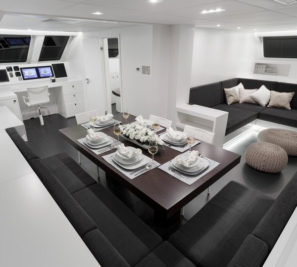 Sailing catamaran levante interior dining