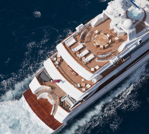 Cruising Aft From Above On Board Yacht SUNRISE