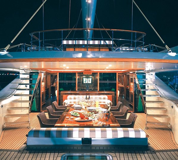 Evening: Yacht TIARA's Deck Pictured