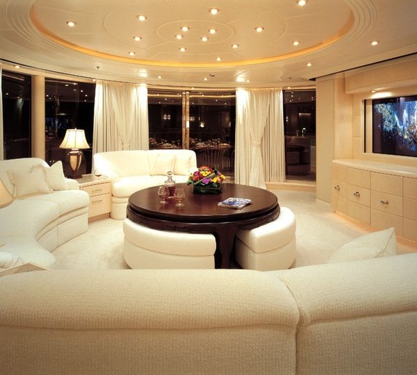 White Saloon Screening Aboard Yacht CAPRI