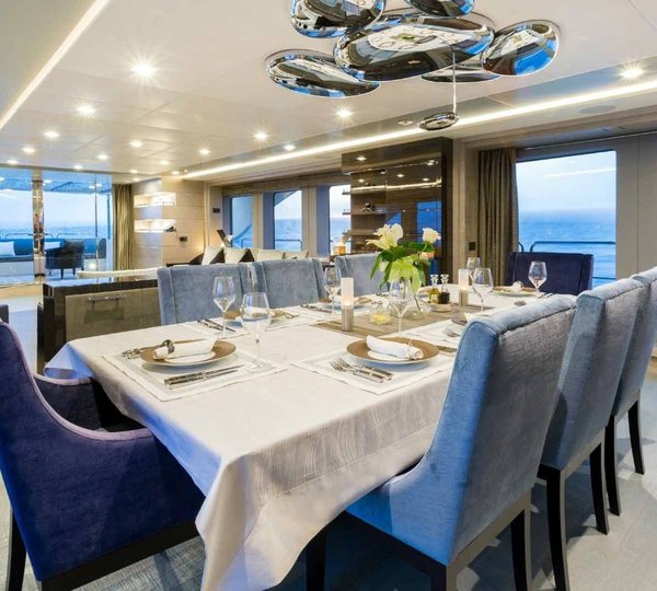 The 37m Yacht EDESIA - Formal dining forward of main salon