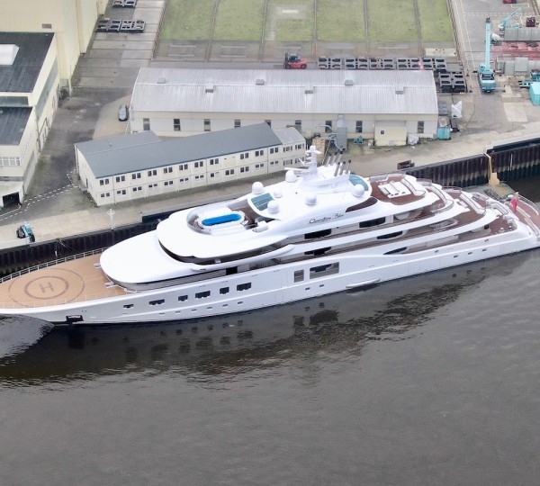 QUANTUM BLUE Aerial View -  At Lurssen - Photo DrDuu