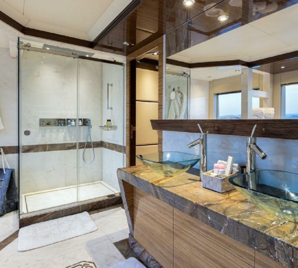 Master ensuite shower and double vanity