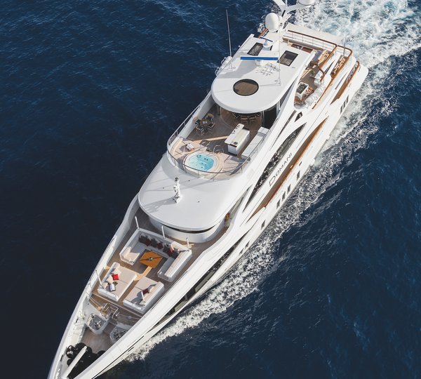 45m Benetti Yacht Aerial View