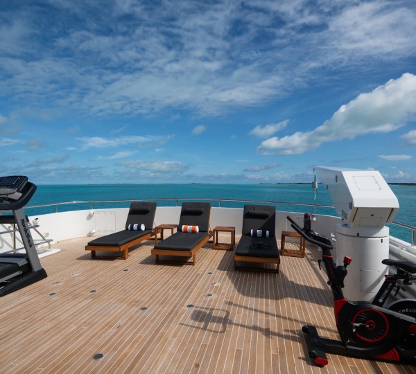 Sun Deck Chaise Lounges And Gym Equipment